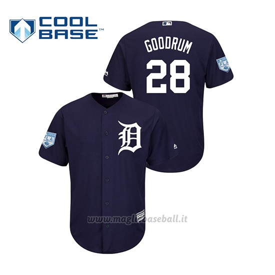 Maglia Baseball Uomo Detroit Tigers Niko Goodrum 2019 Entrenamiento De Primavera Cool Base Blu